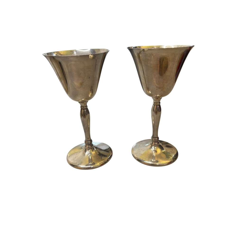 Vintage Yeoman Silver Plated Goblets 2 Piece Set EPNS Stemware 5.5"